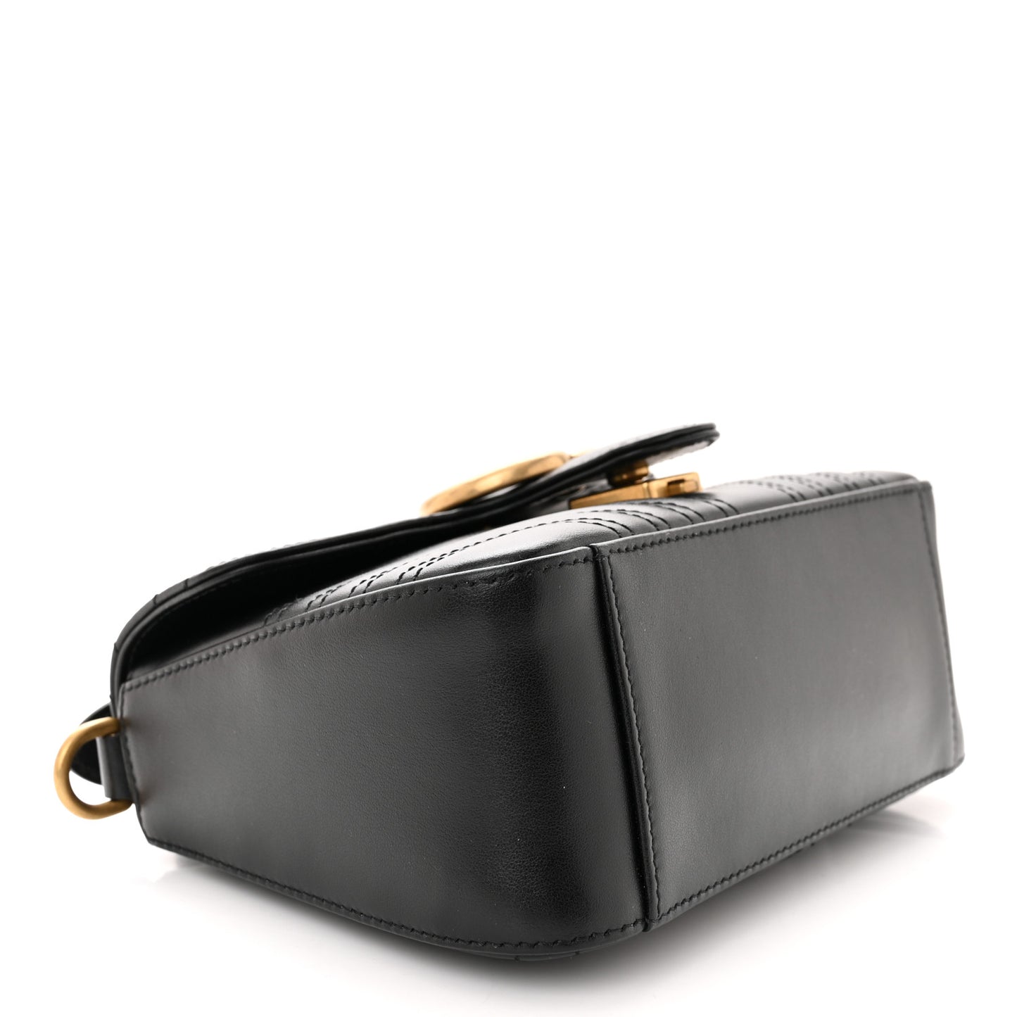 Calfskin Matelasse Mini GG Marmont Top Handle Shoulder Bag Black