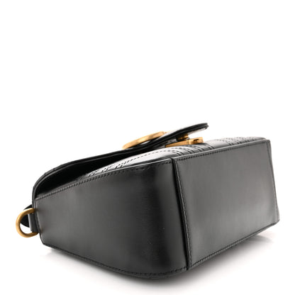 Gucci Calfskin Matelasse Mini GG Marmont Top Handle Shoulder Bag Black 4 of 10