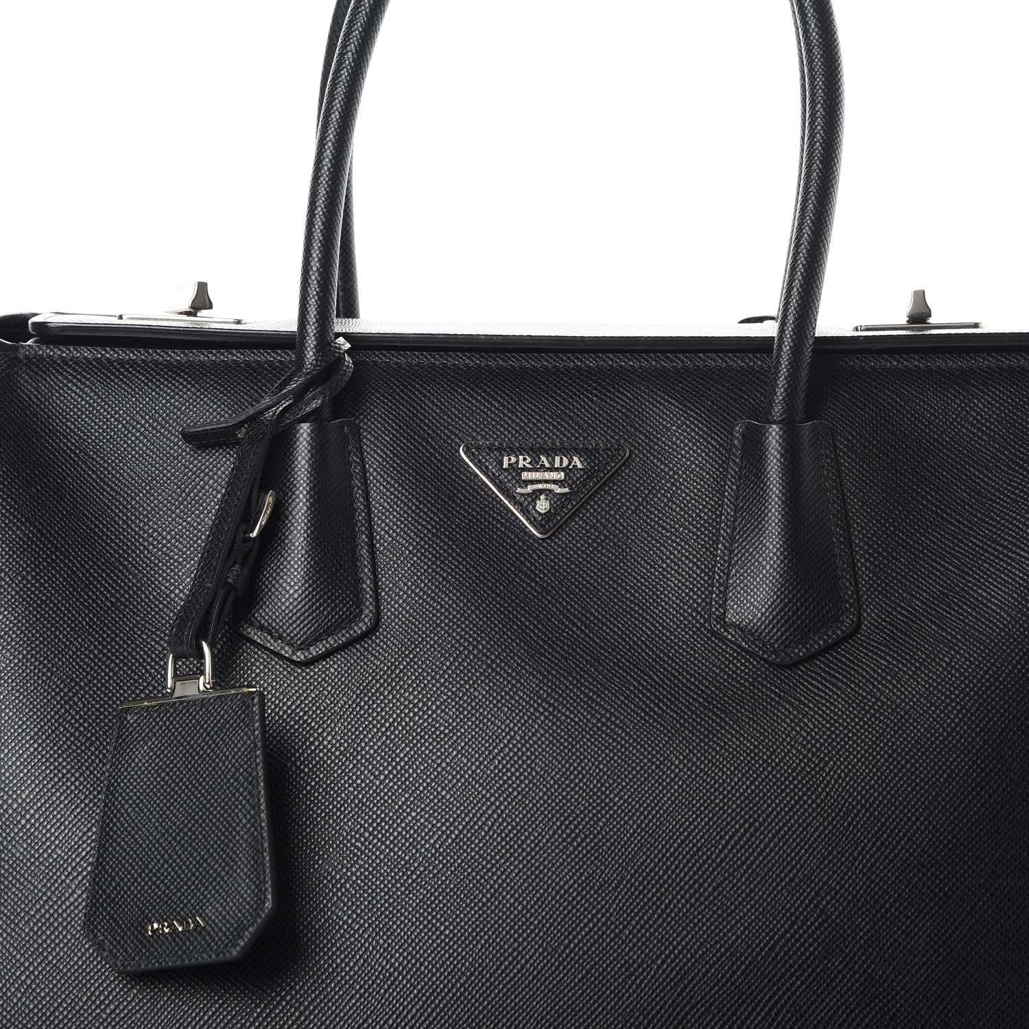 Prada Saffiano Cuir Twin Tote Black 9 of 12