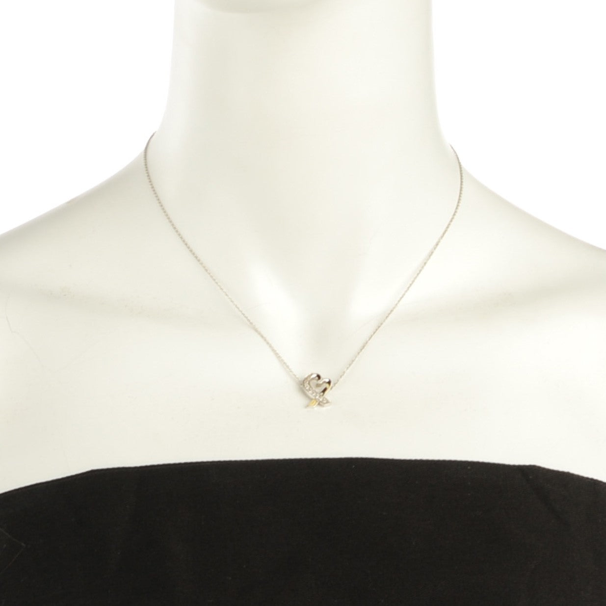 Tiffany 18K White Gold Diamond Small Paloma Picasso Loving Heart Necklace 2 of 6