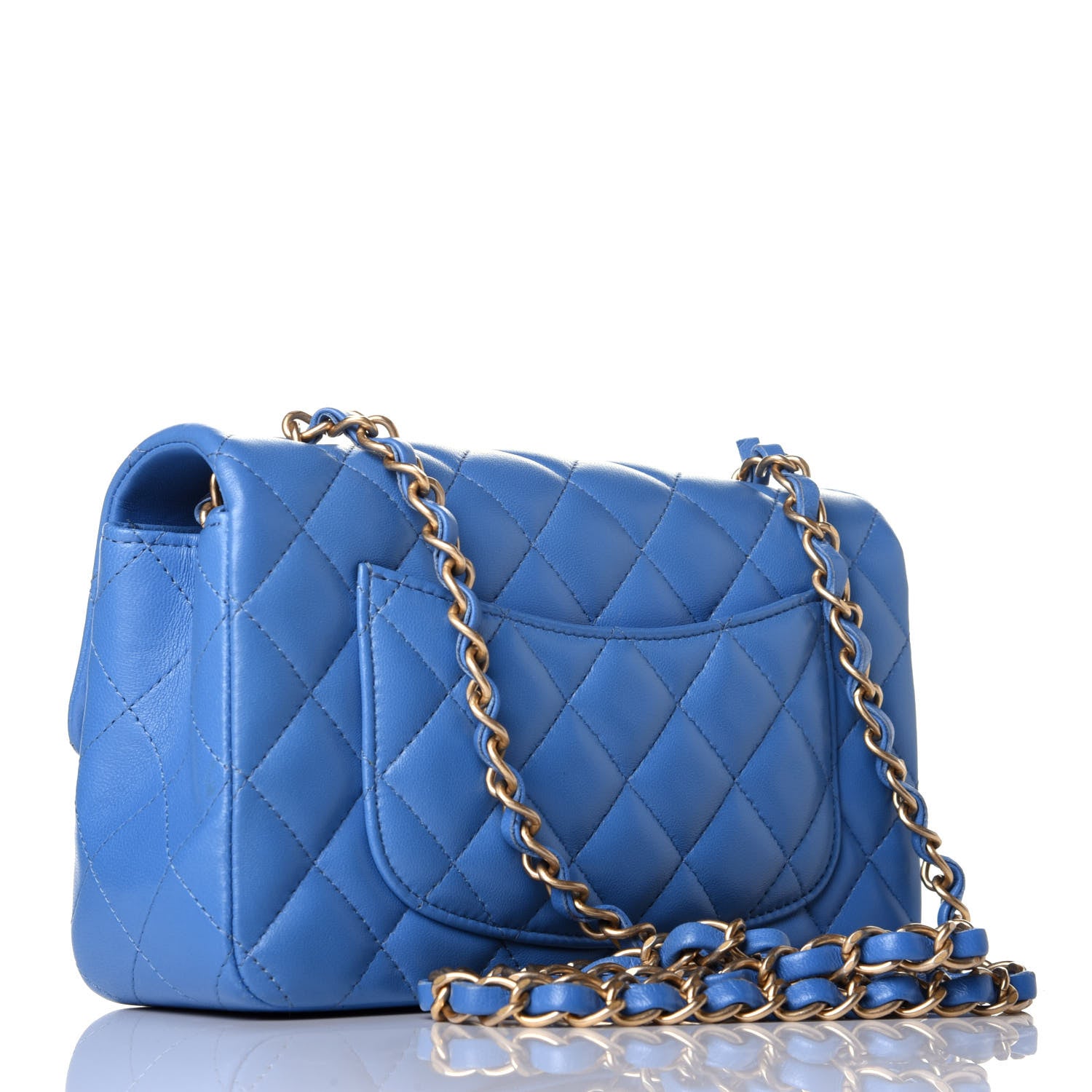 Chanel Lambskin Quilted Mini Rectangular Flap Blue 3 of 10