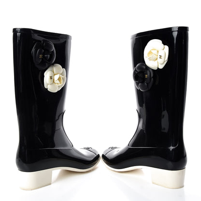 Chanel Rubber Camellia Rain Boots 42 Black 6 of 18