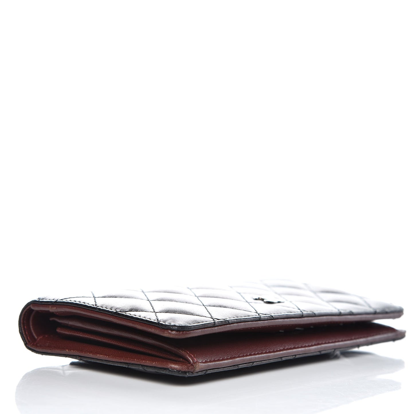 Lambskin Quilted Yen Wallet Black
