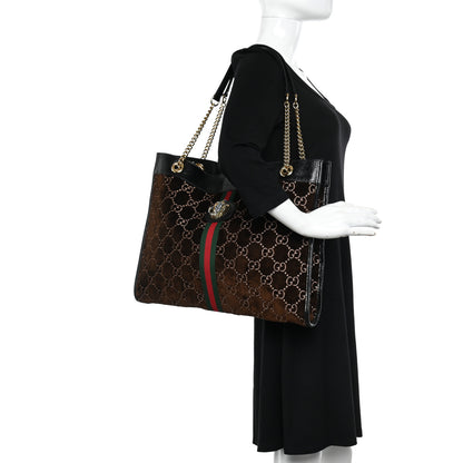 Gucci Velvet GG Monogram Large Rajah Chain Tote Brown 2 of 10