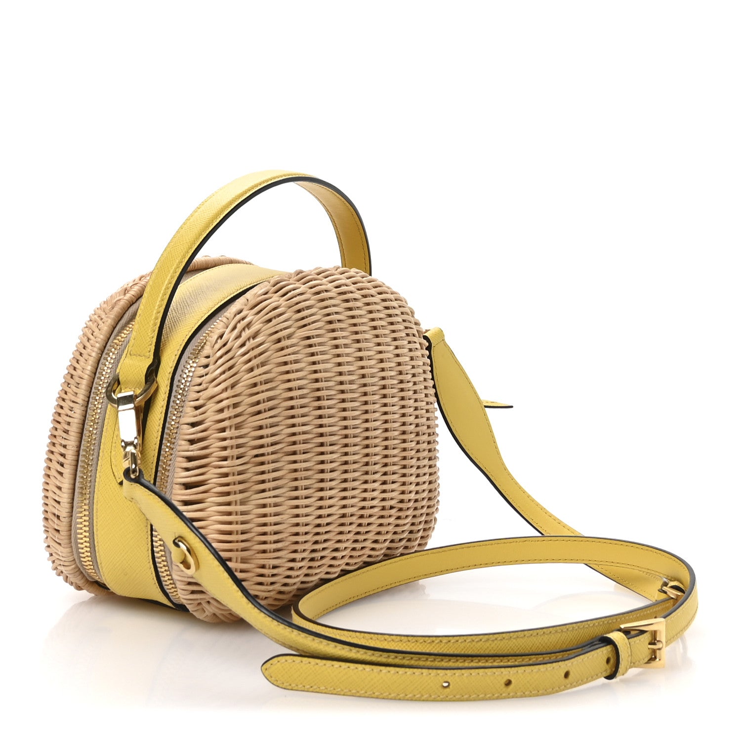 Prada Wicker Saffiano Midolino Odette Top Handle Bag Naturale Sol 4 of 11