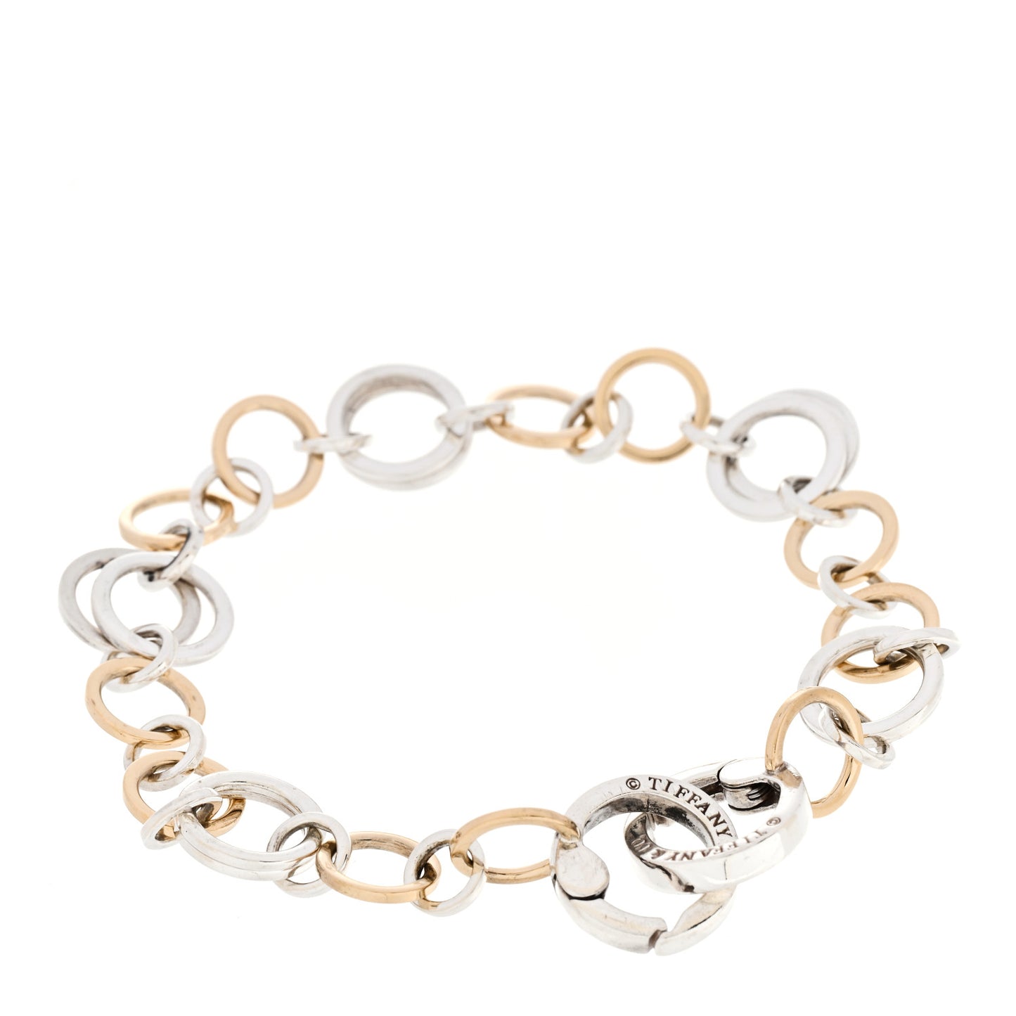 Sterling Silver 18K Yellow Gold Circle Link Bracelet