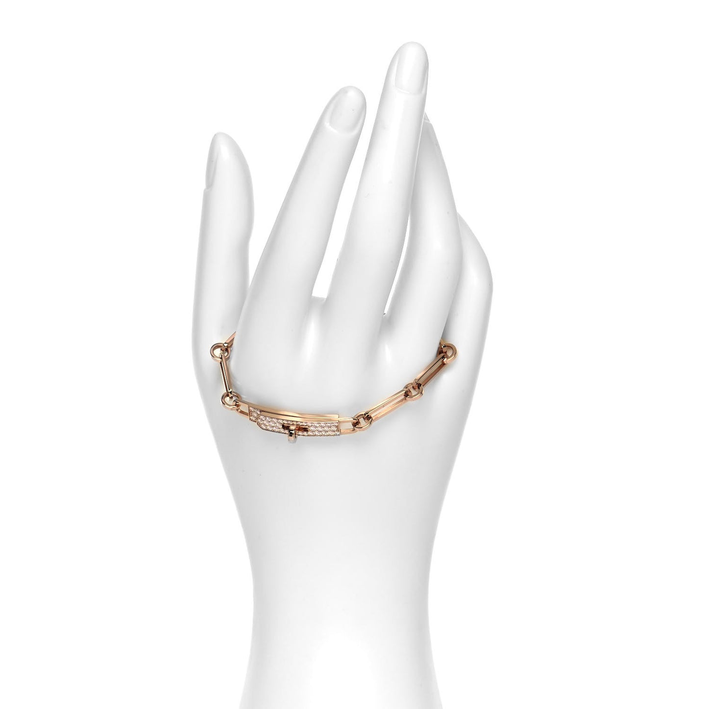18K Rose Gold Diamond Pave PM Kelly Chaine Bracelet SH