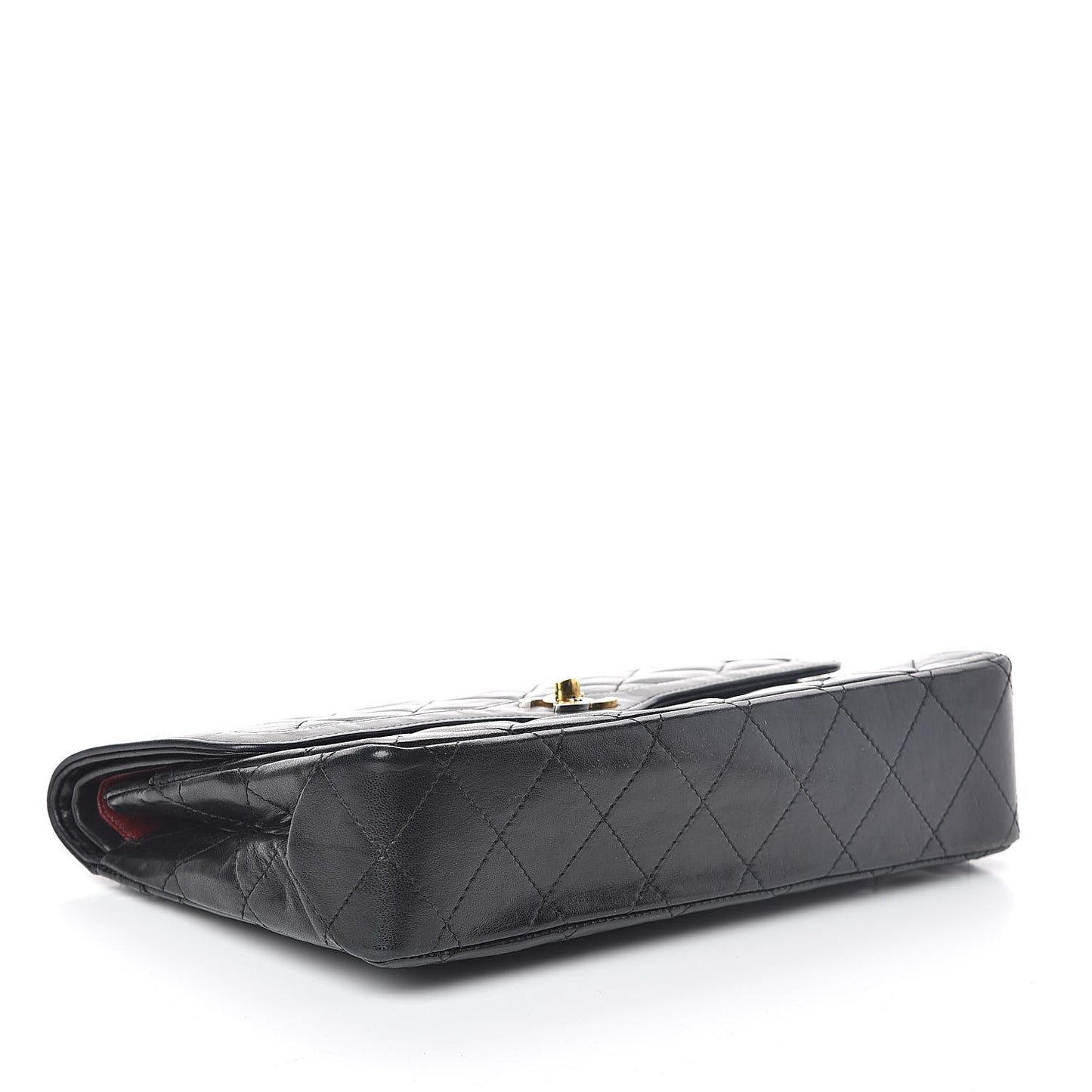 Lambskin Quilted Medium Double Flap Black