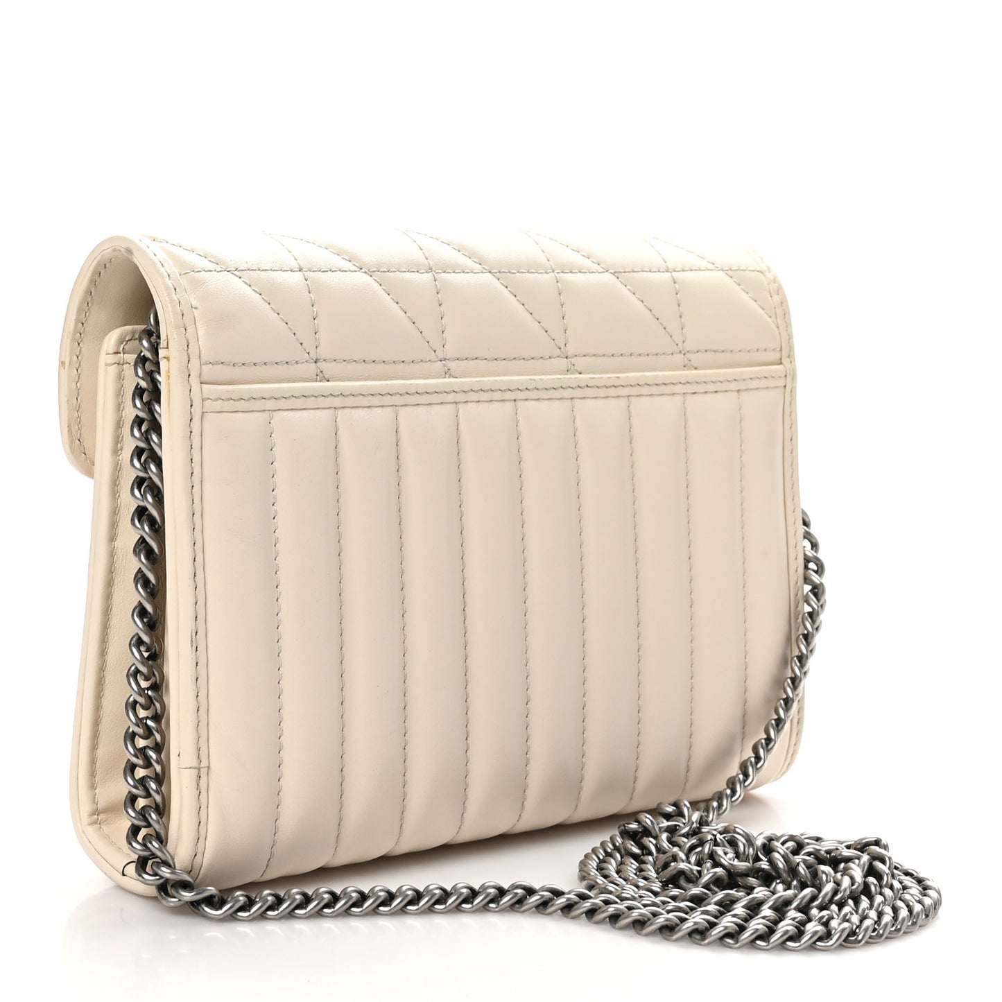 Calfskin Matelasse Aria GG Marmont Chain Wallet Mystic White