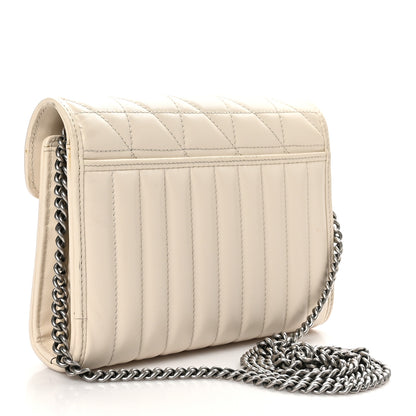 Gucci Calfskin Matelasse Aria GG Marmont Chain Wallet Mystic White 3 of 11