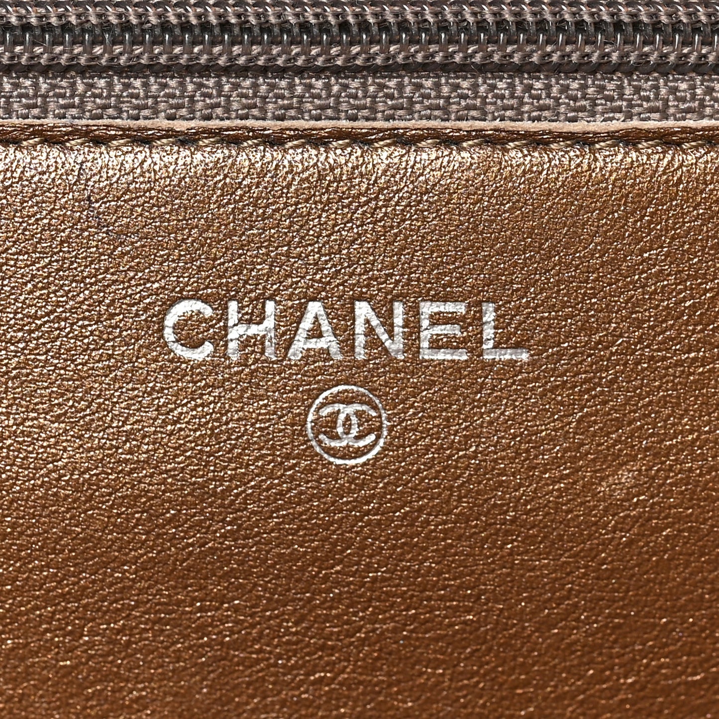 Metallic Caviar Timeless CC Wallet on Chain WOC Bronze