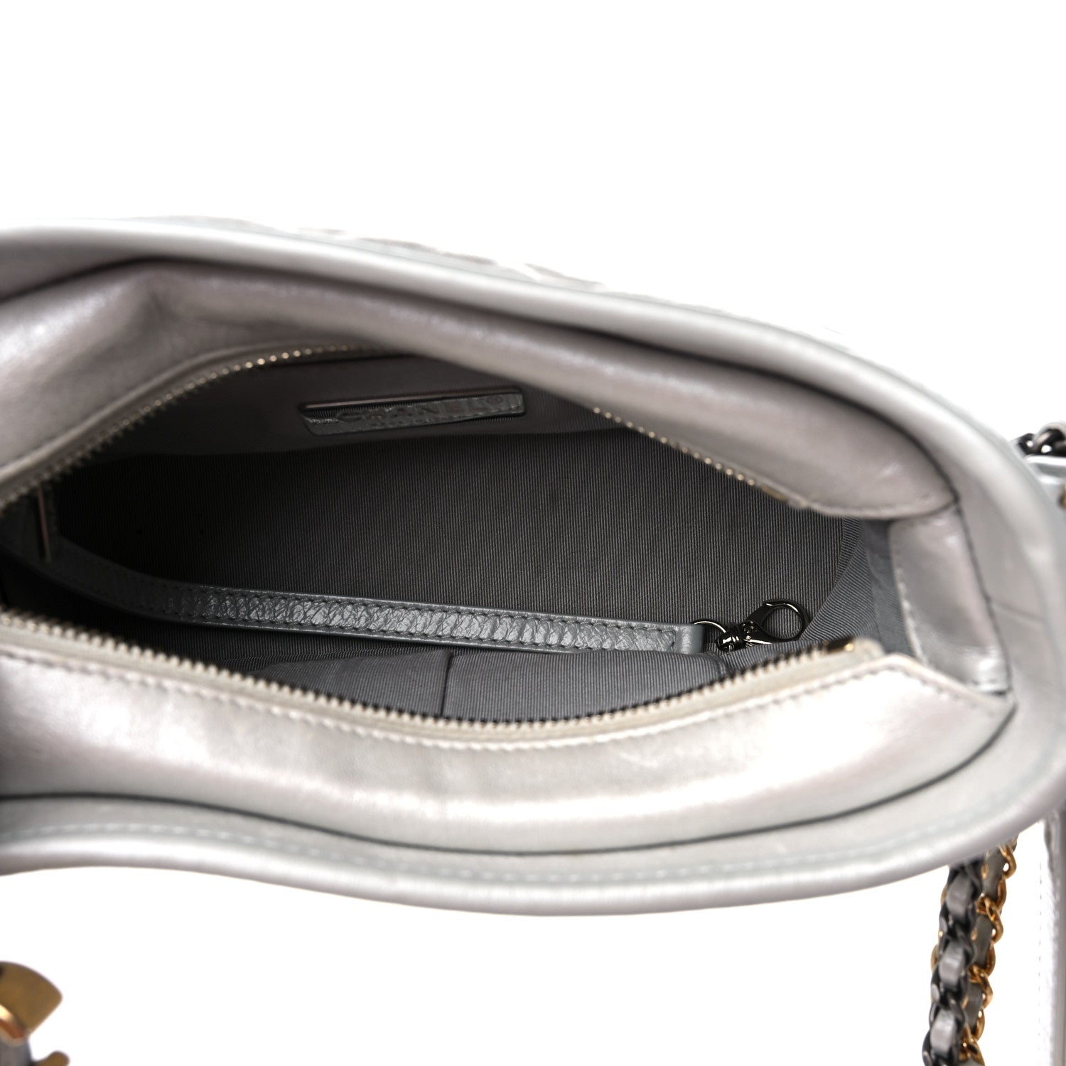Chanel Metallic Aged Calfskin Quilted Small Gabrielle Hobo Silver 5 of 11