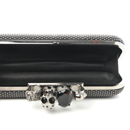 Alexander McQueen Suede Studded Skull Knuckle Box Clutch Black 4 of 7