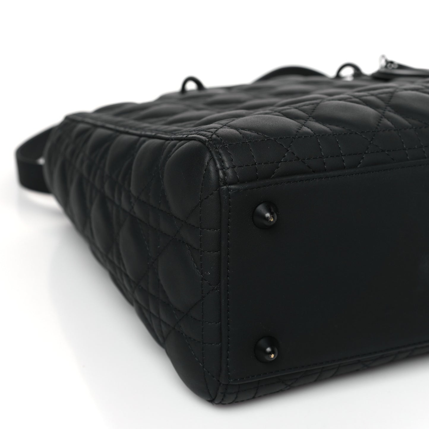 Ultra Matte Calfskin Cannage Large Lady Dior Black