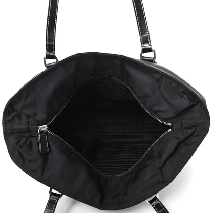 Prada Tessuto Nylon Calfskin Tote Black 5 of 9