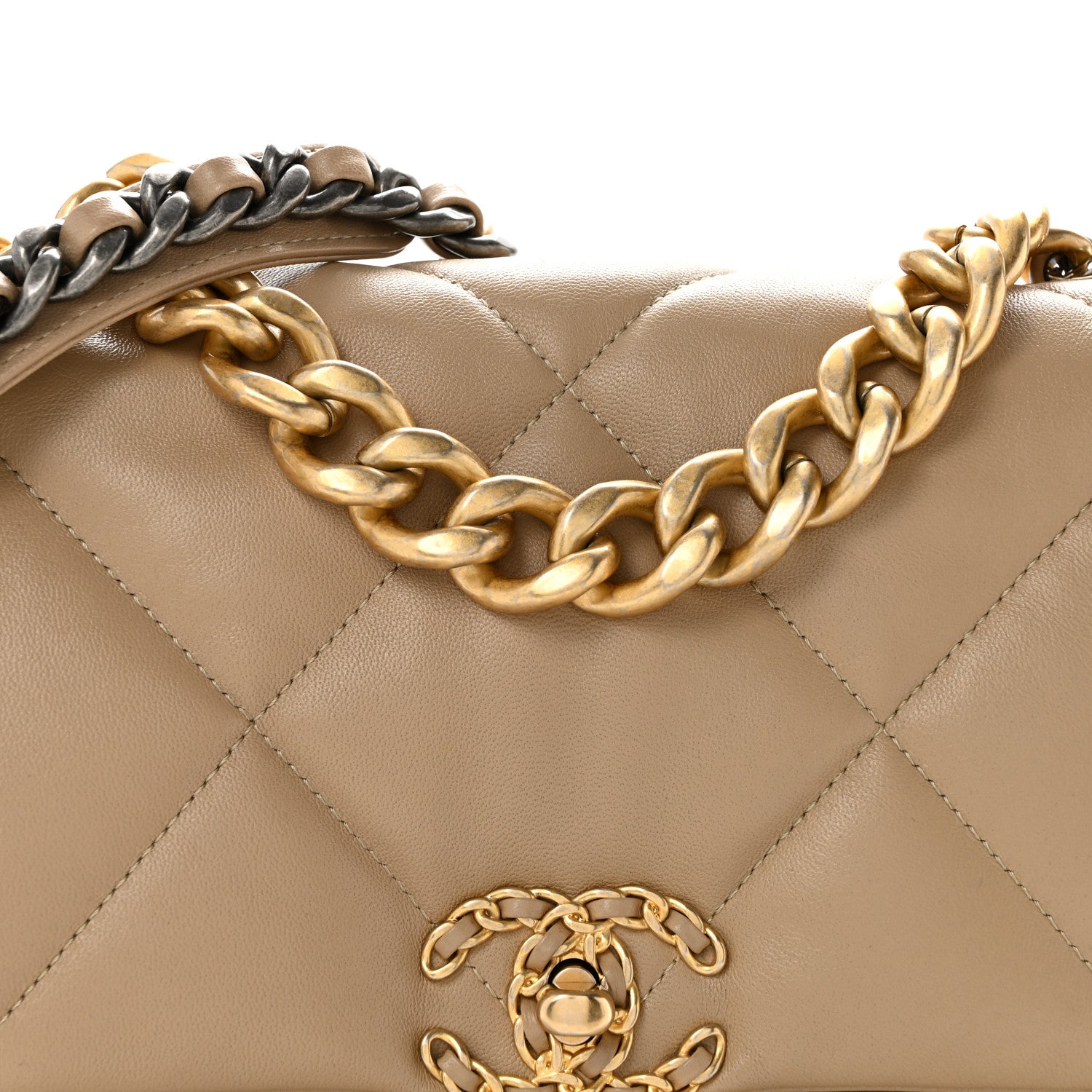 Chanel Lambskin Quilted Large Chanel 19 Flap Dark Beige 8 of 15