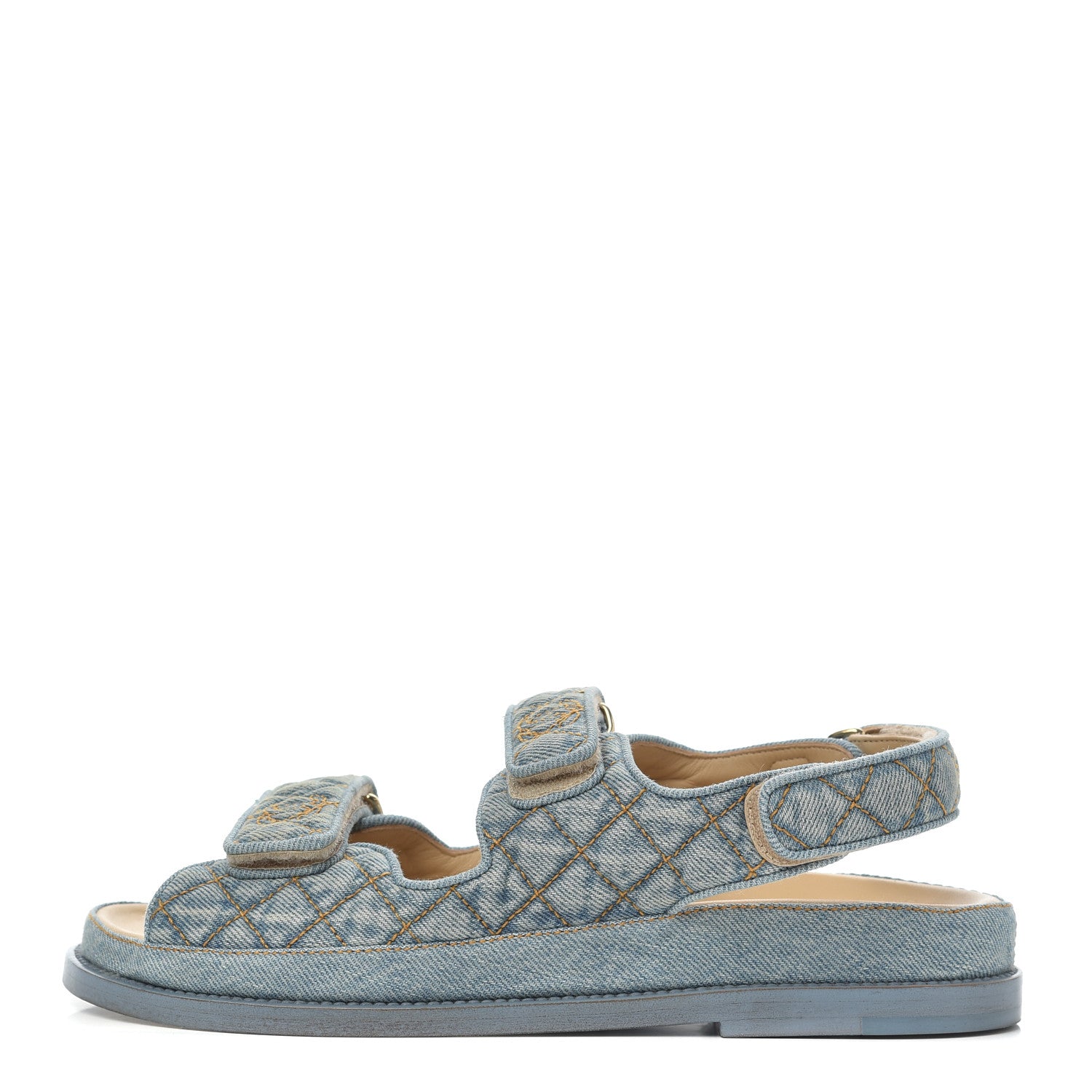 Chanel Denim Quilted Dad Sandals 38 Blue 1 of 13