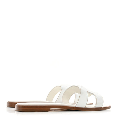 Hermes Box Calfskin Oran Sandals 39 White 4 of 8