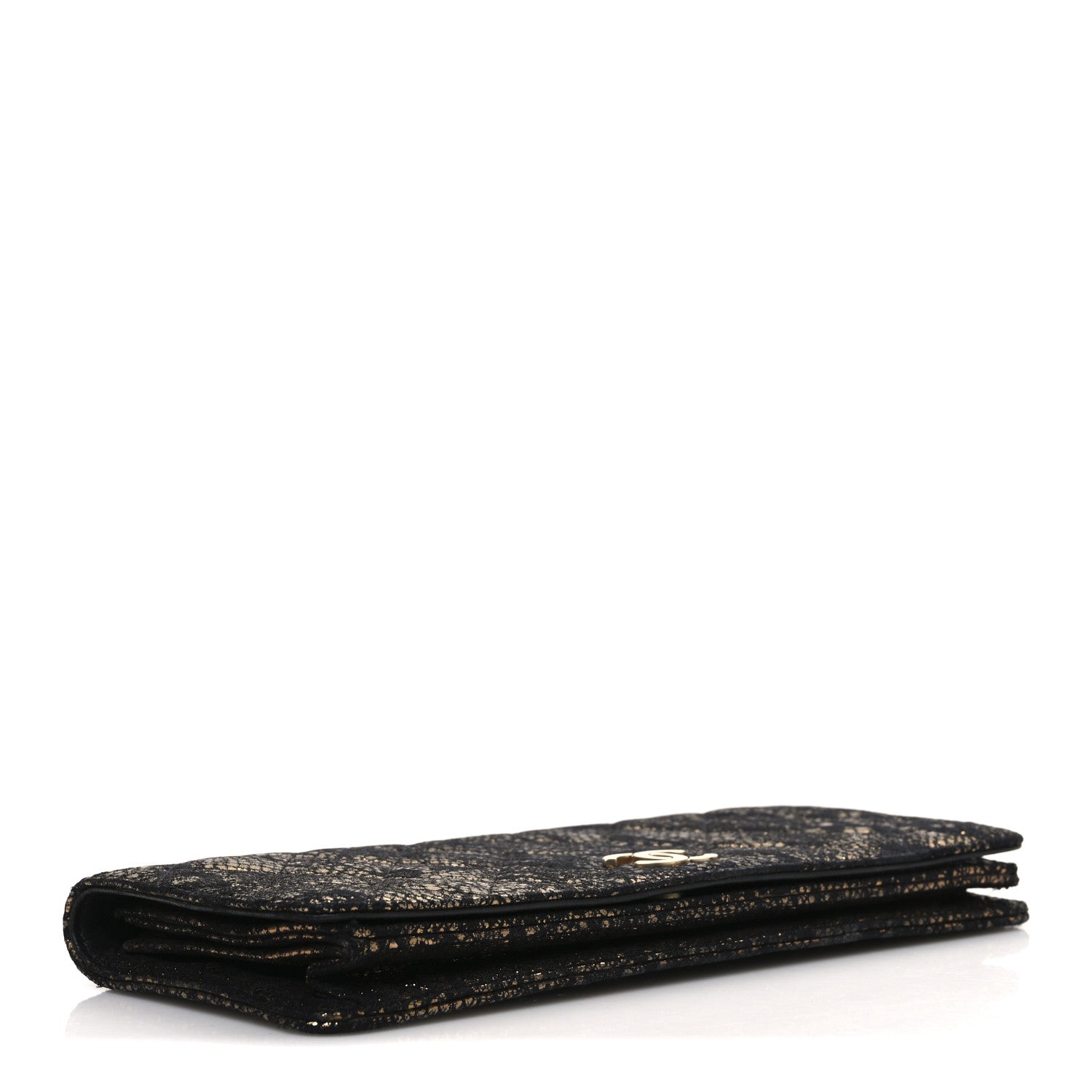 Chanel Metallic Tweed Quilted Clutch Black Gold 4 of 7