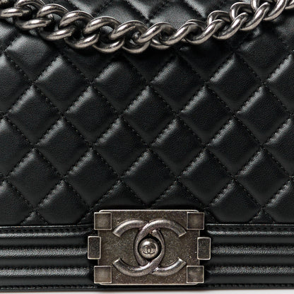 Chanel Lambskin Quilted Medium Boy Flap Black 7 of 11