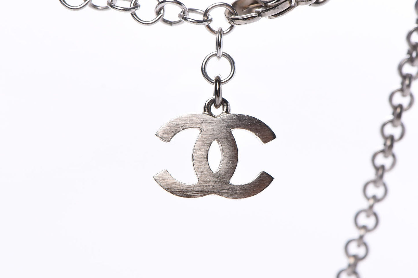 Crystal CC Drop Necklace Silver Blue Purple