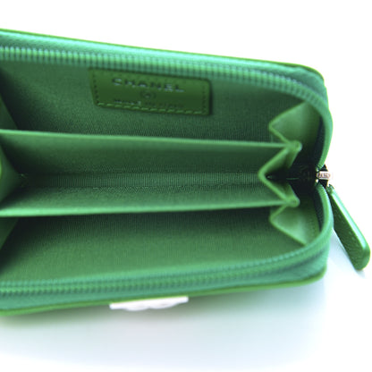 Chanel Caviar Quilted Boy Zip Around Coin Purse Wallet Green 5 of 8