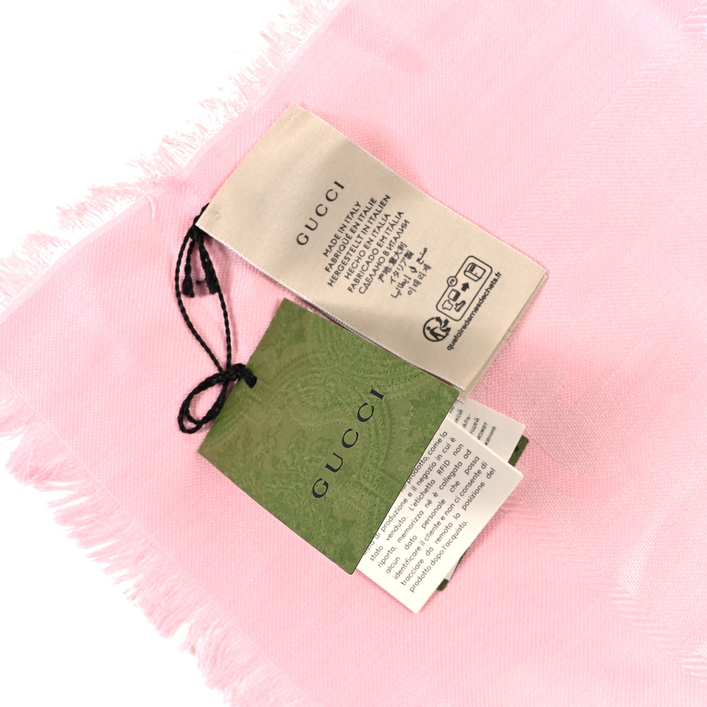 Wool Silk GG Jacquard Shawl Pink