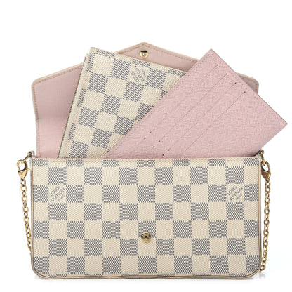 Louis Vuitton Damier Azur Pochette Felicie Chain Wallet Rose Ballerine 2 of 15