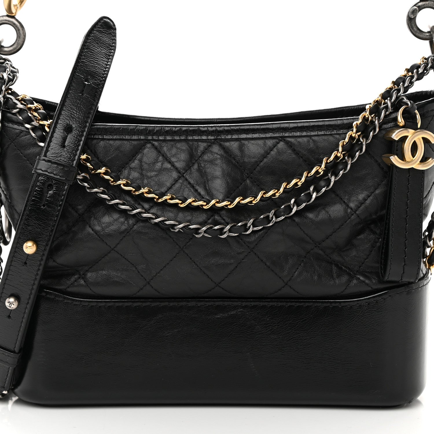 Chanel Aged Smooth Calfskin Quilted Medium Gabrielle Logo Hobo Black 8 of 15