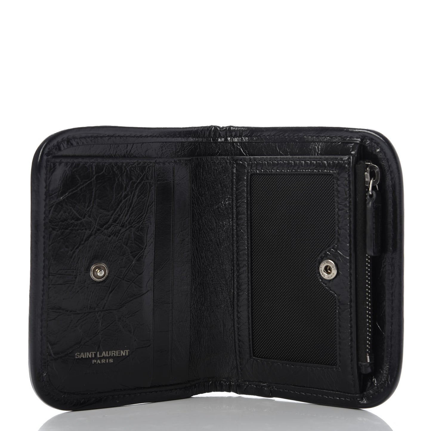 Crinkled Calfskin Matelasse Monogram Niki Card Holder Black
