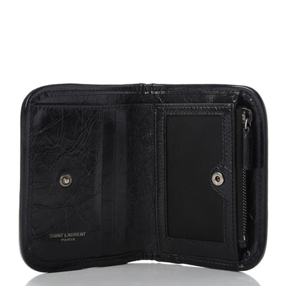 Saint Laurent Crinkled Calfskin Matelasse Monogram Niki Card Holder Black 5 of 6