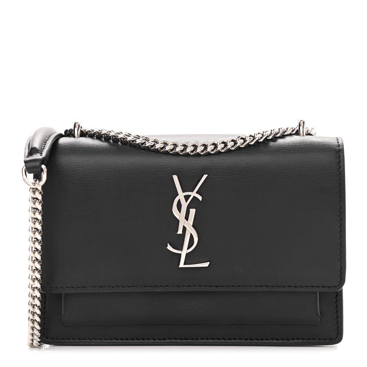 Saint Laurent Calfskin Monogram Sunset Chain Wallet Black 1 of 11