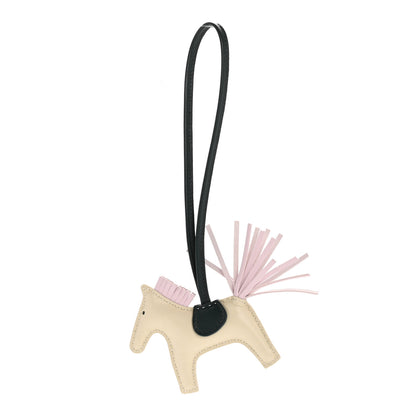 Hermes Milo Lambskin Grigri Rodeo Horse Bag Charm PM Craie Mauve Pale Vert Cypress 1 of 4