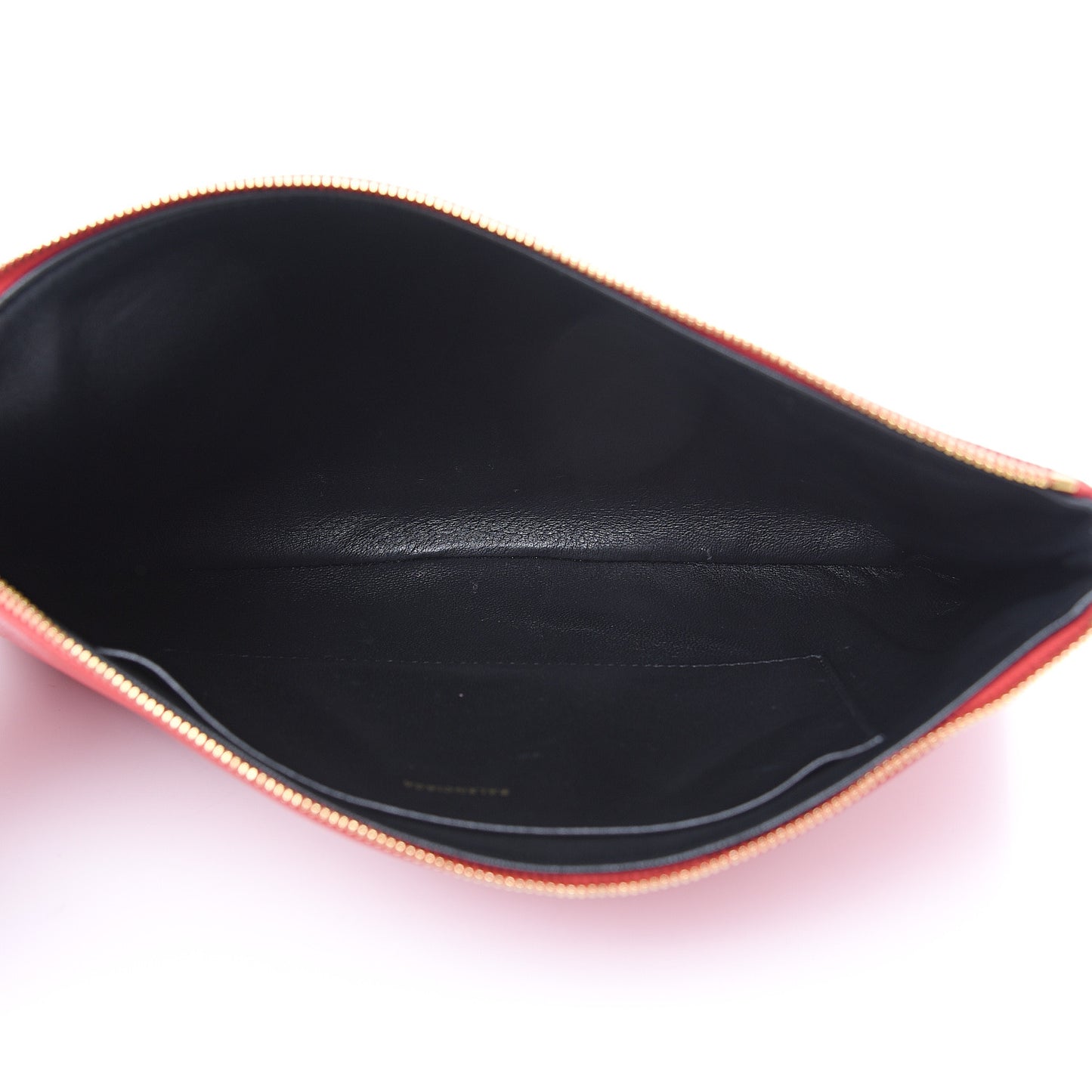 Calfskin Logo Large Zip Pouch Rouge Coquelicot