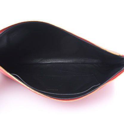 Balenciaga Calfskin Logo Large Zip Pouch Rouge Coquelicot 4 of 8