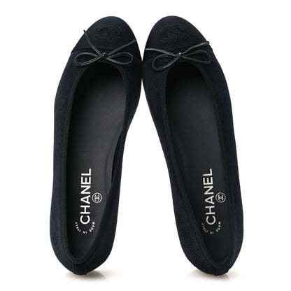 Chanel Corduroy Grosgrain CC Cap Toe Ballerina Flats 39.5 Black 2 of 10