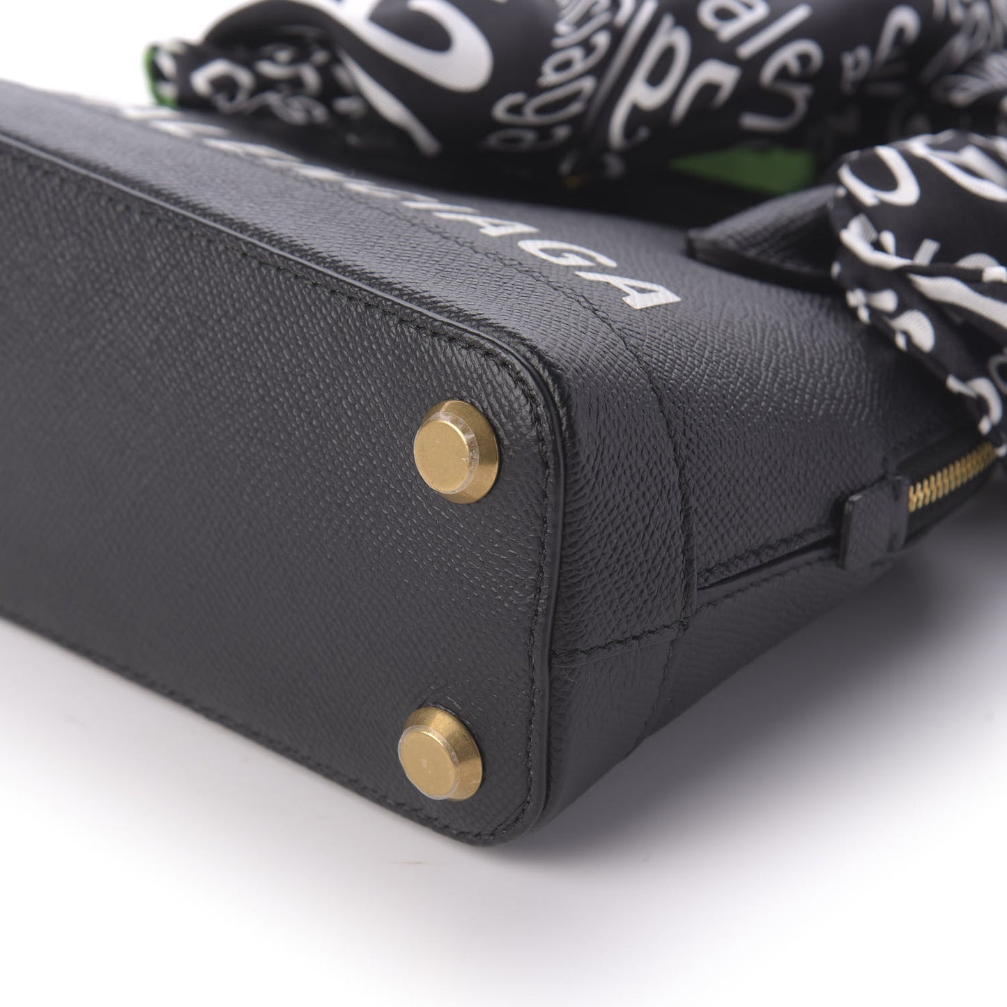 Grained Calfskin XXS Ville Top Handle Bag Scarf Black