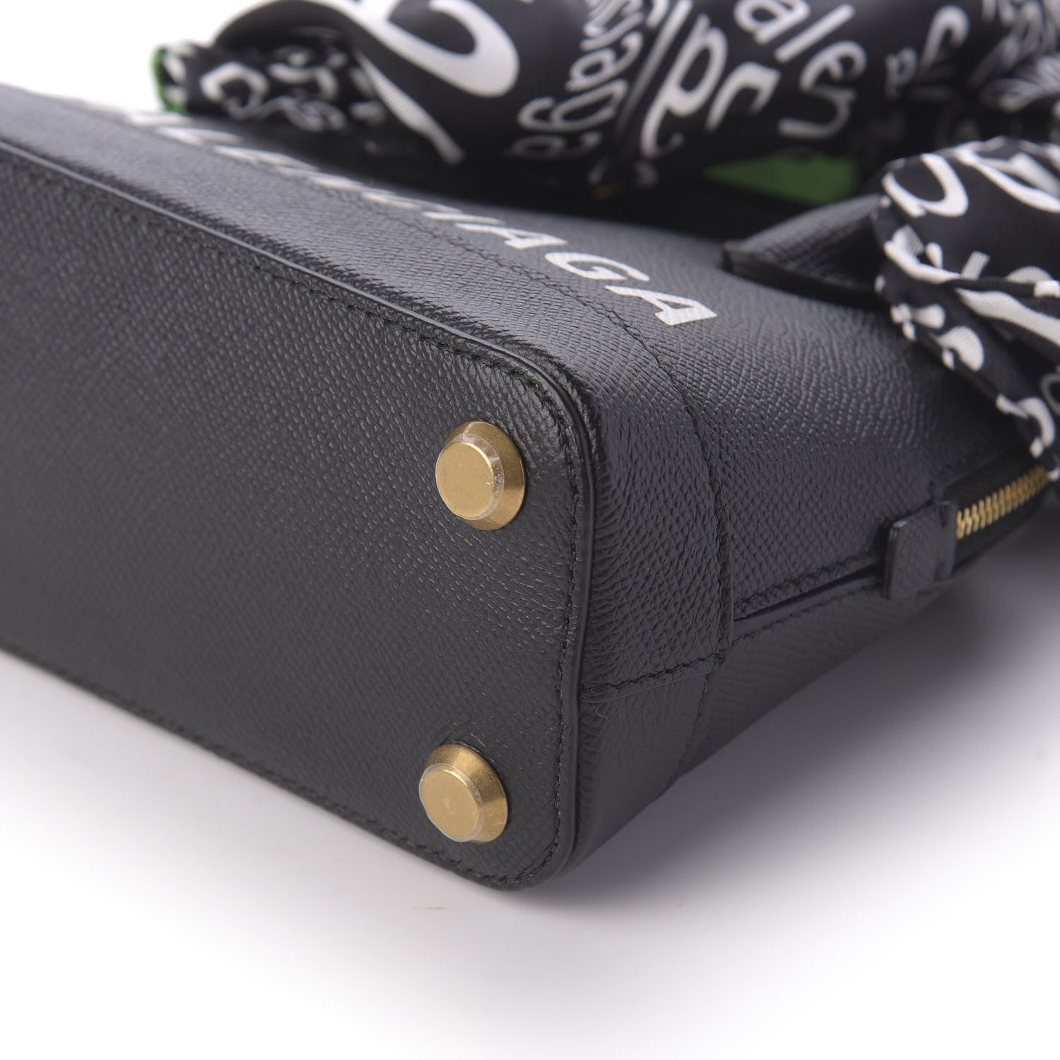 Balenciaga Grained Calfskin XXS Ville Top Handle Bag Scarf Black 7 of 9