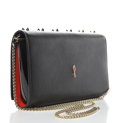 Christian Louboutin Grained Calfskin Spikes Loubinthesky Paloma Wallet On Chain Black Multimetal 3 of 10