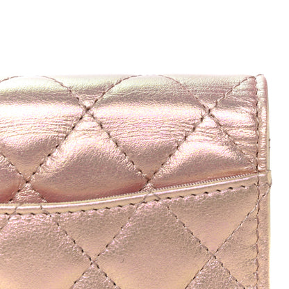 Chanel Iridescent Calfskin Quilted Flap Card Holder Wallet Pink 16 of 18