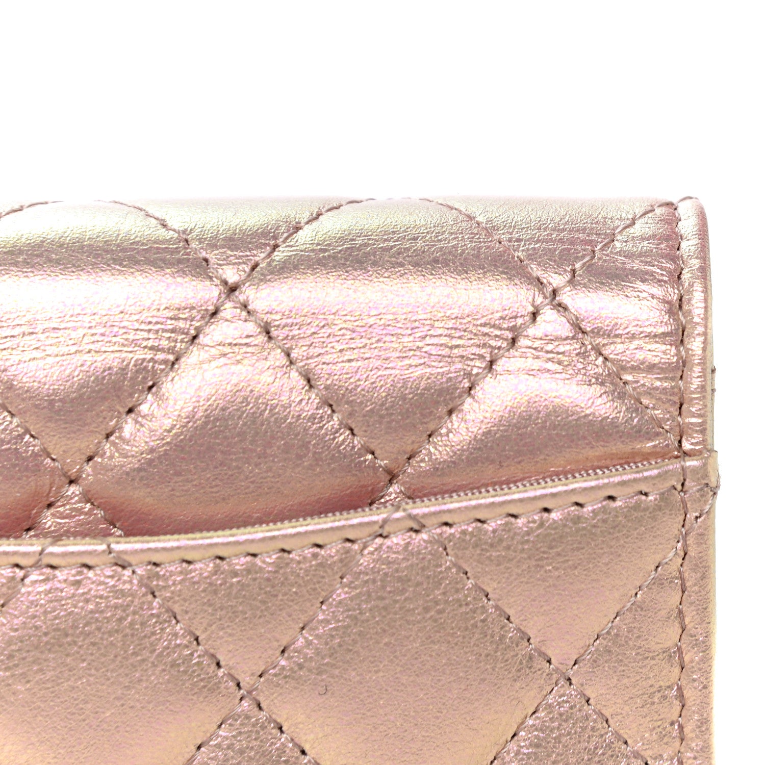 Chanel Iridescent Calfskin Quilted Flap Card Holder Wallet Pink 16 of 18