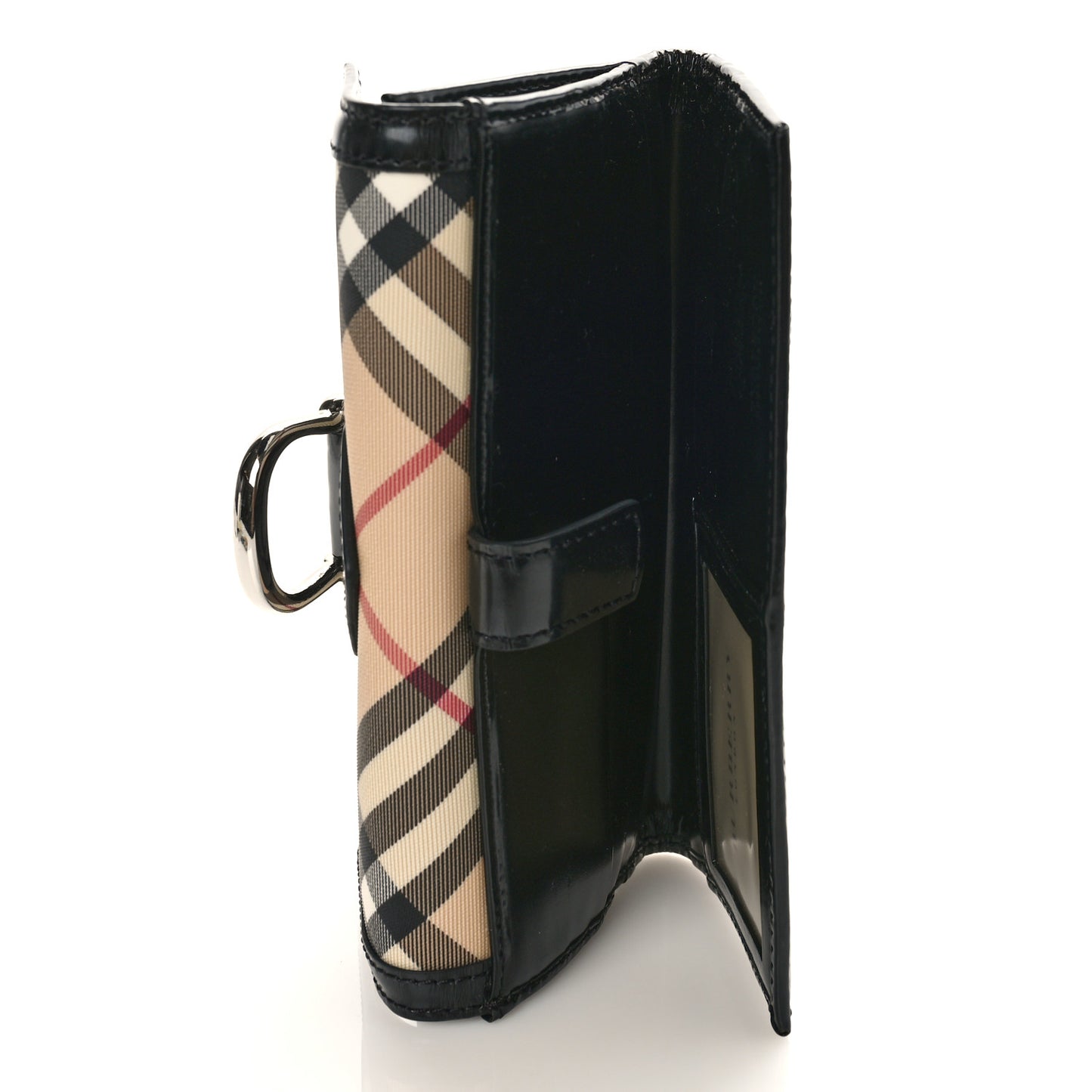 Patent Nova Check Tri-Fold Wallet Black