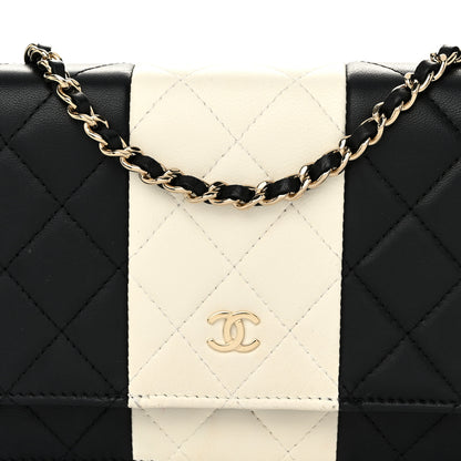 Chanel Lambskin Quilted Wallet On Chain WOC White Black 9 of 13
