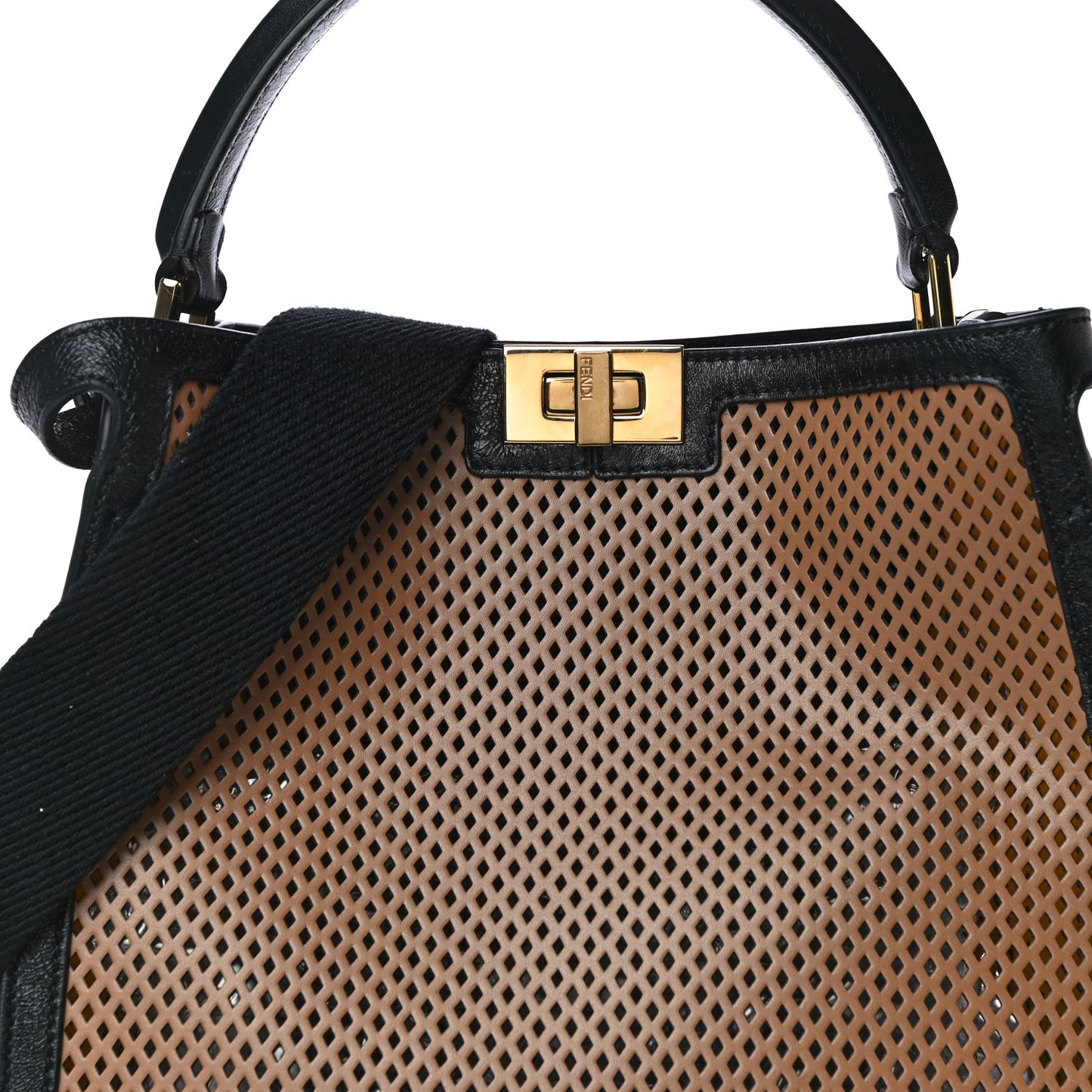 Vitello Liberty Glossy Lambskin Perforated Medium Peekaboo X-Lite Sand Mimosa Black