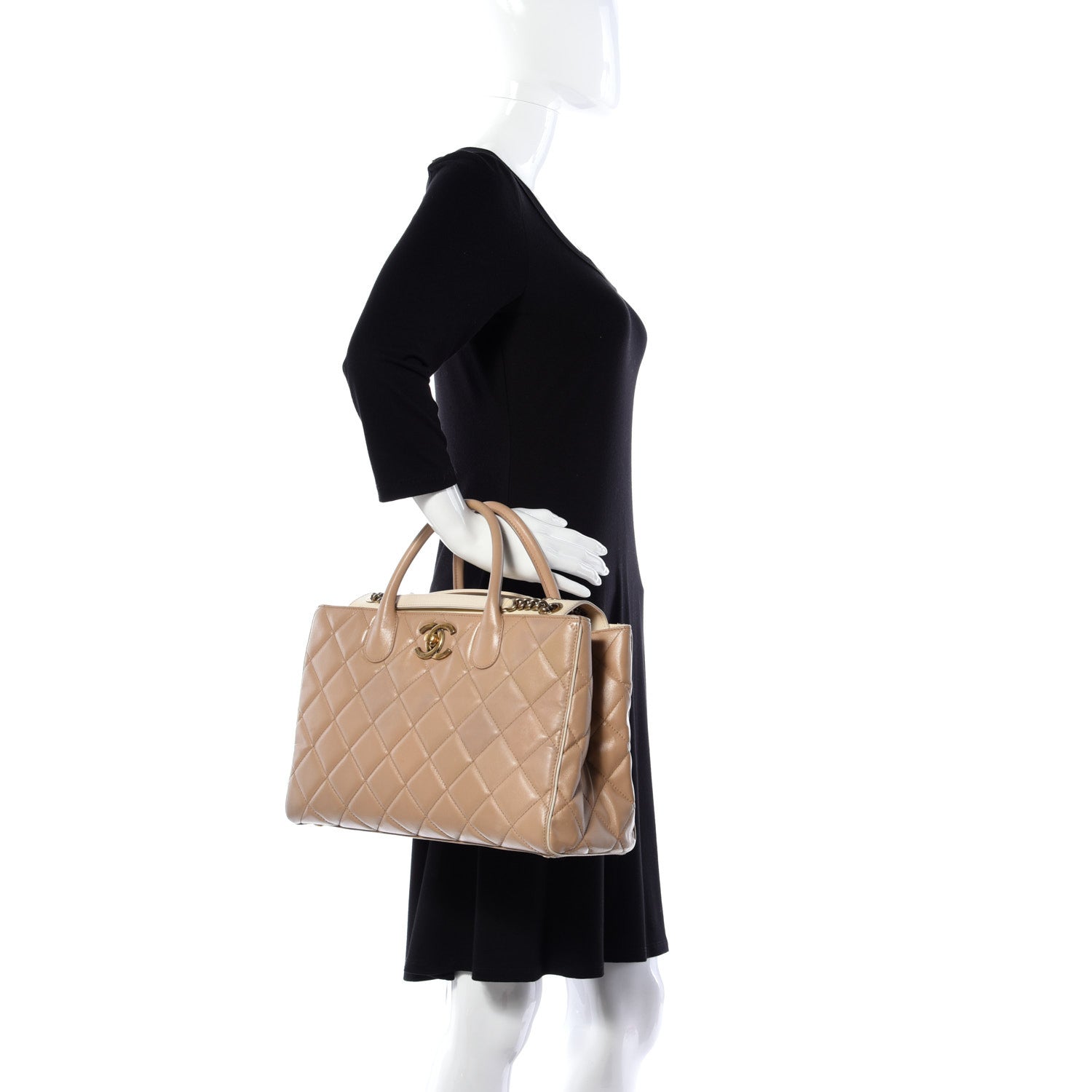 Chanel Lambskin Quilted Small Portobello Tote Beige 3 of 13