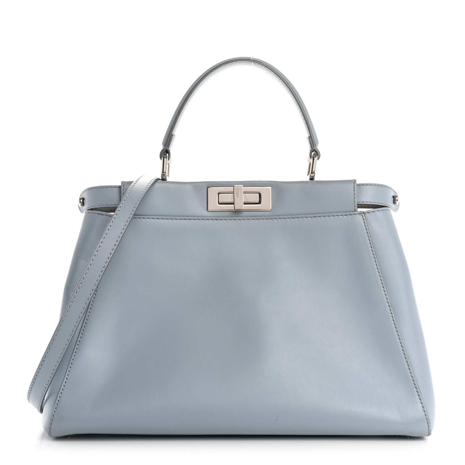 Fendi Vitello Morgan Shiny Nappa Medium Peekaboo Iconic Satchel Polvere Sunflower 1 of 15