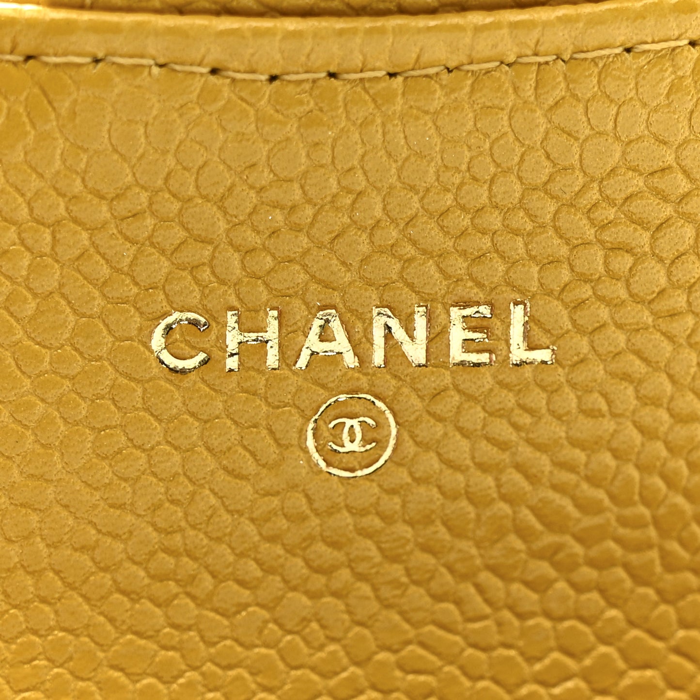 Caviar Quilted Flap Card Holder Wallet Yellow