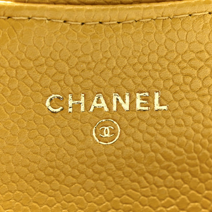 Chanel Caviar Quilted Flap Card Holder Wallet Yellow 6 of 9