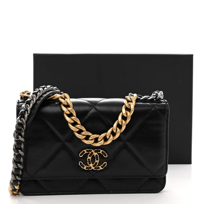 Chanel Lambskin Quilted Chanel 19 Wallet On Chain WOC Black 12 of 12