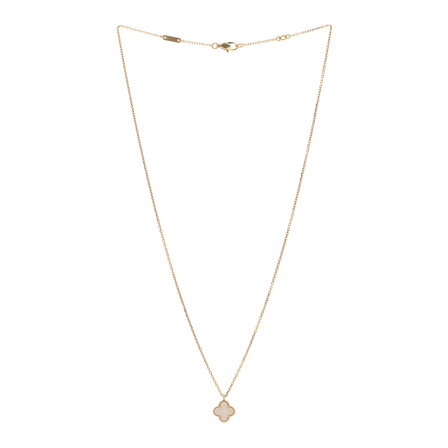 Van Cleef & Arpels 18K Yellow Gold Mother of Pearl Sweet Alhambra Pendant Necklace 3 of 6